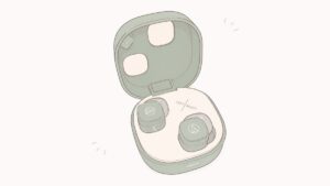 ワイヤレスイヤホンのイラスト（散歩のお供）