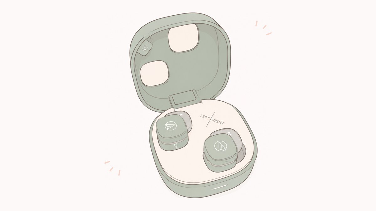ワイヤレスイヤホンのイラスト（散歩のお供）