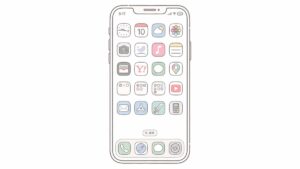 アプリが並んだスマートフォンのホーム画面のイラスト